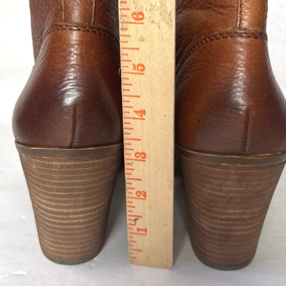 LUCKY BRAND Ehllen Brown Leather Slip On Ankle Boots Stacked Heel US Size 10 - Picture 5 of 10